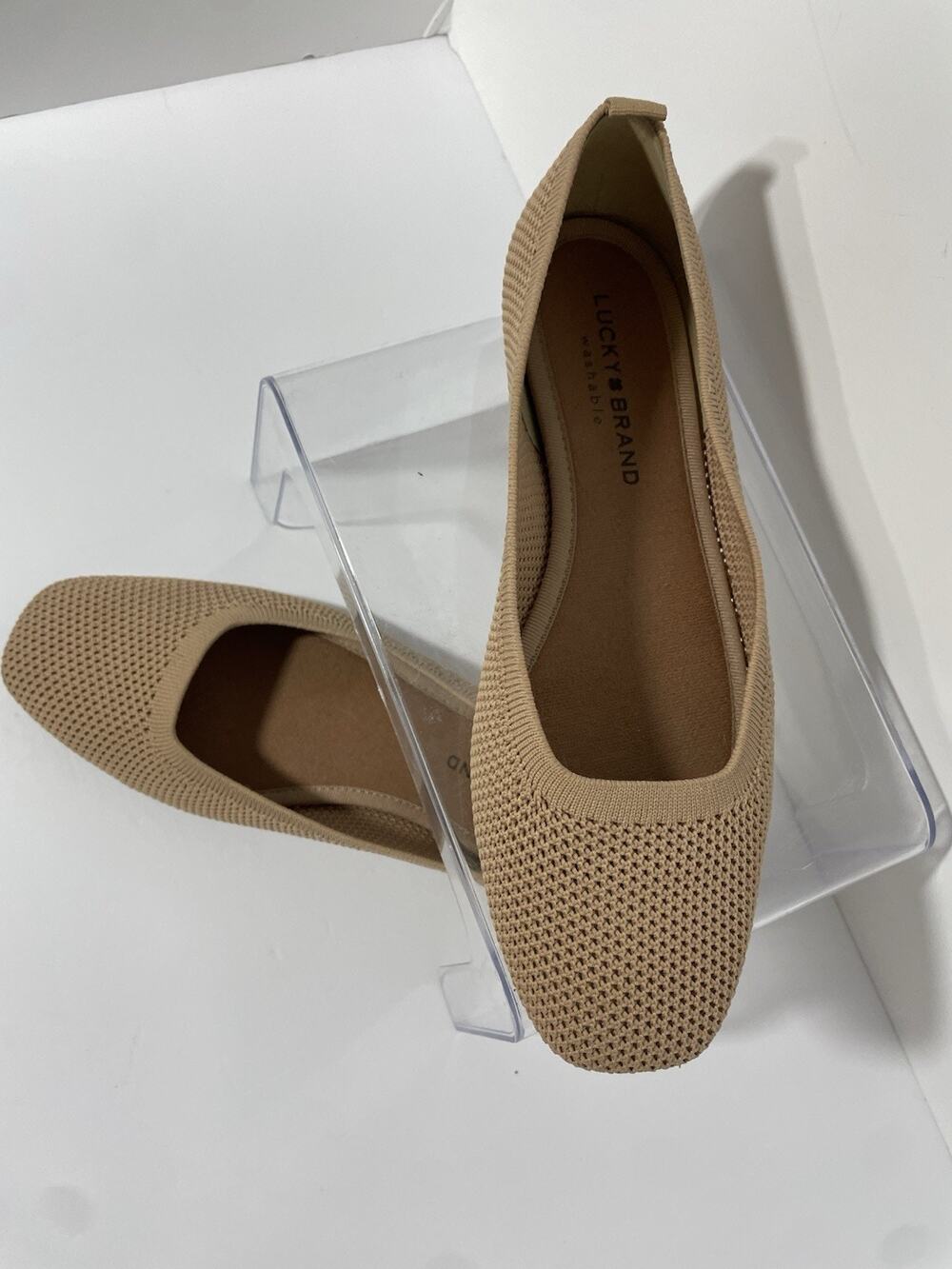 Lucky Brand Women's Washable Mesh Slip On Ballet Flats In Tan Size 9 Comfort EUC